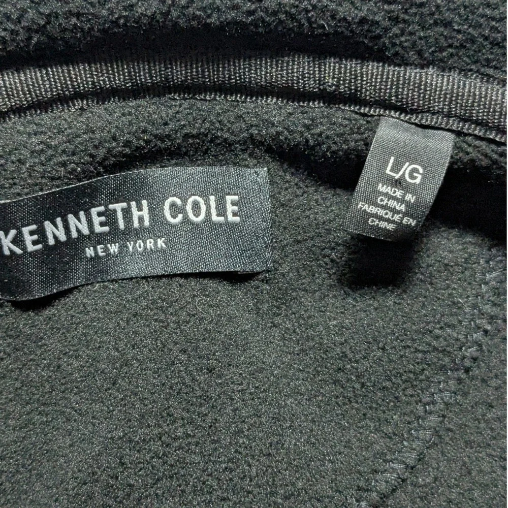 Kenneth Cole New York Men Large Black Full Zip Fleece Quilted Mixed Media Jacket